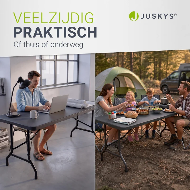 Table pliante Easyfold – 180 × 74 cm, jusqu'à 200 kg – 3 coloris