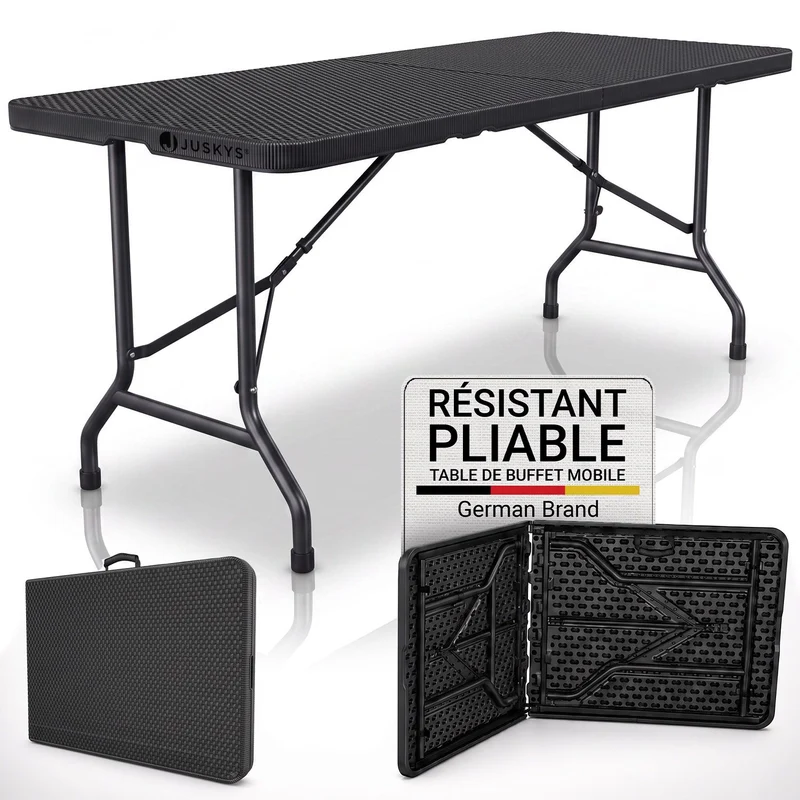 Table pliante Easyfold – 180 × 74 cm, jusqu'à 200 kg – 3 coloris