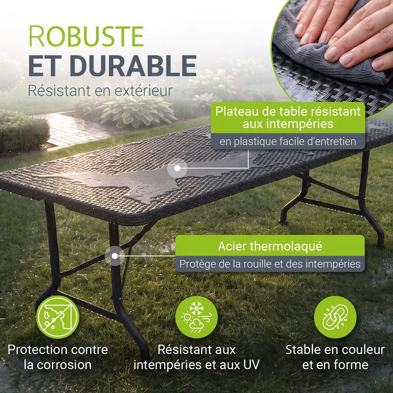 Table pliante Easyfold – 180 × 74 cm, jusqu'à 200 kg – 3 coloris