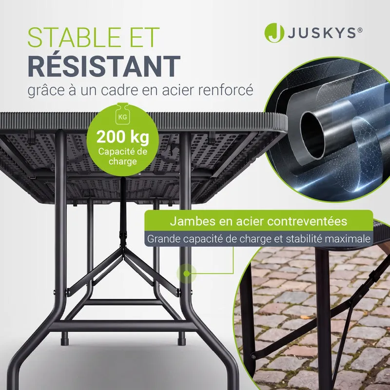 Table pliante Easyfold – 180 × 74 cm, jusqu'à 200 kg – 3 coloris