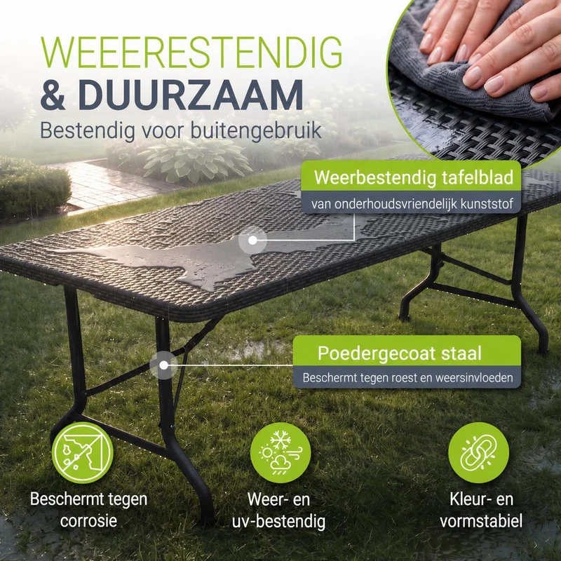 Table pliante Easyfold – 180 × 74 cm, jusqu'à 200 kg – 3 coloris