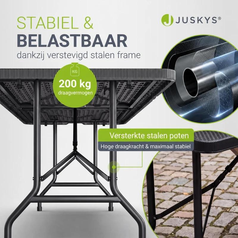 Table pliante Easyfold – 180 × 74 cm, jusqu'à 200 kg – 3 coloris