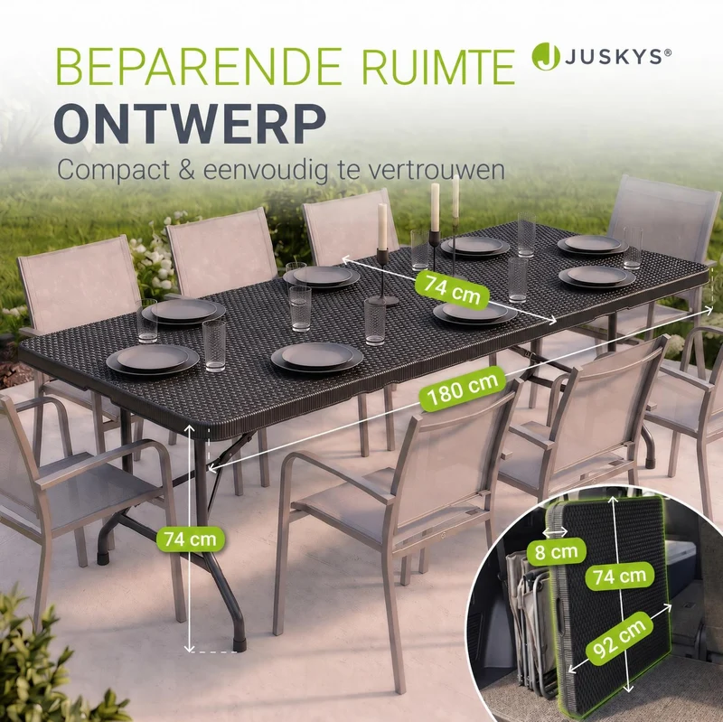 Table pliante Easyfold – 180 × 74 cm, jusqu'à 200 kg – 3 coloris