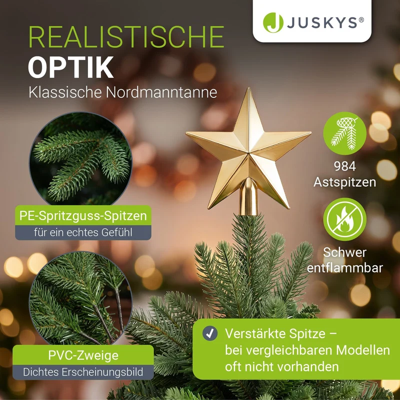 Sapin de Noël artificiel Norvi – aspect Nordmann – 150 à 220 cm