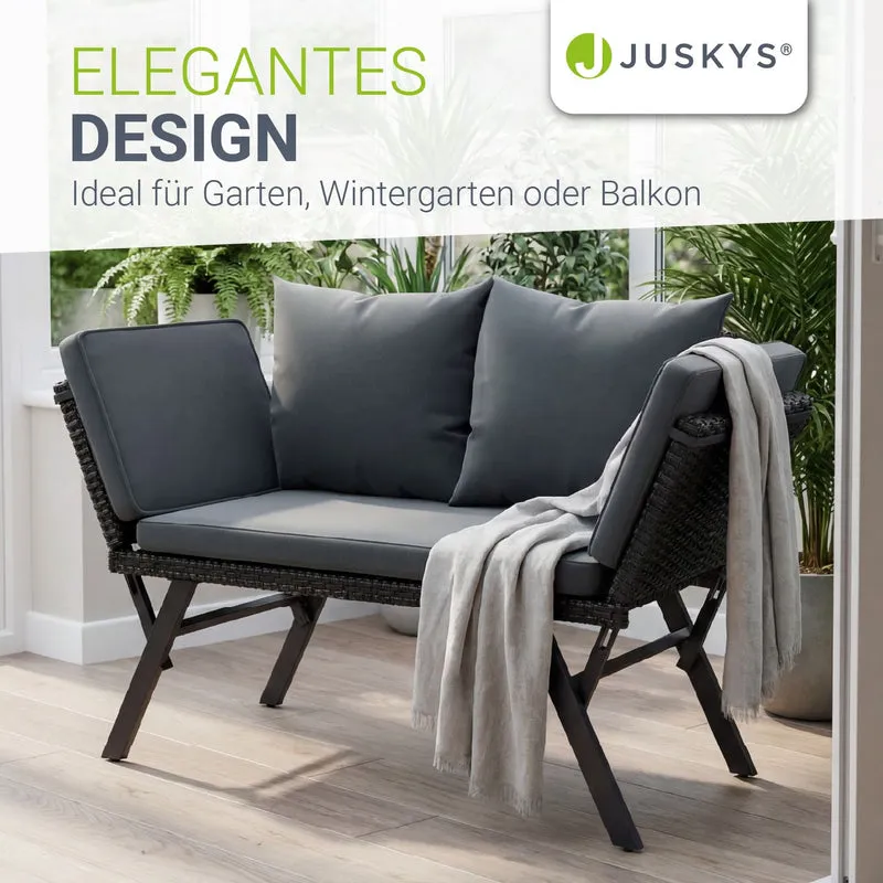 Banc multifonction en polyrotin Calvia Noir/Gris/Crème