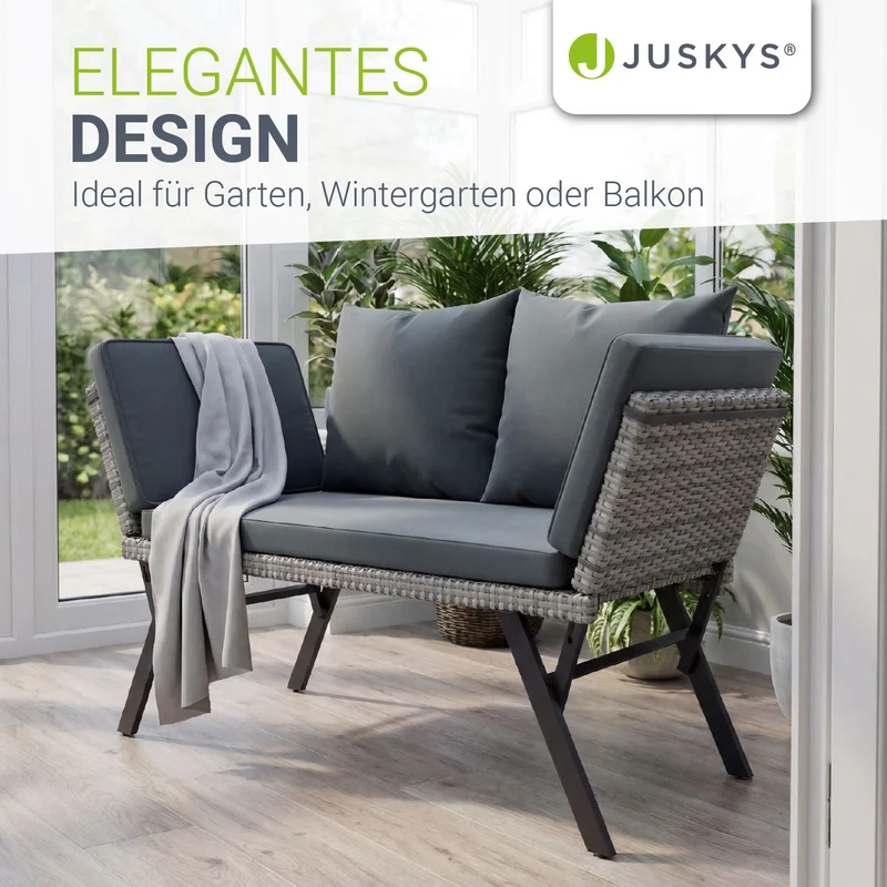 Banc multifonction en polyrotin Calvia Noir/Gris/Crème