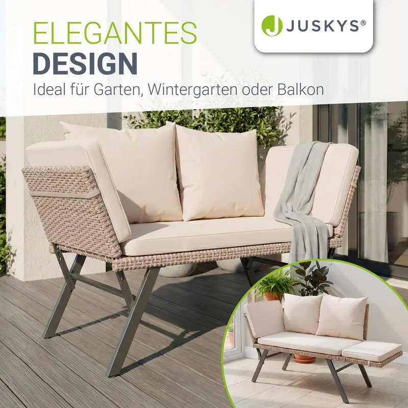 Banc multifonction en polyrotin Calvia Noir/Gris/Crème