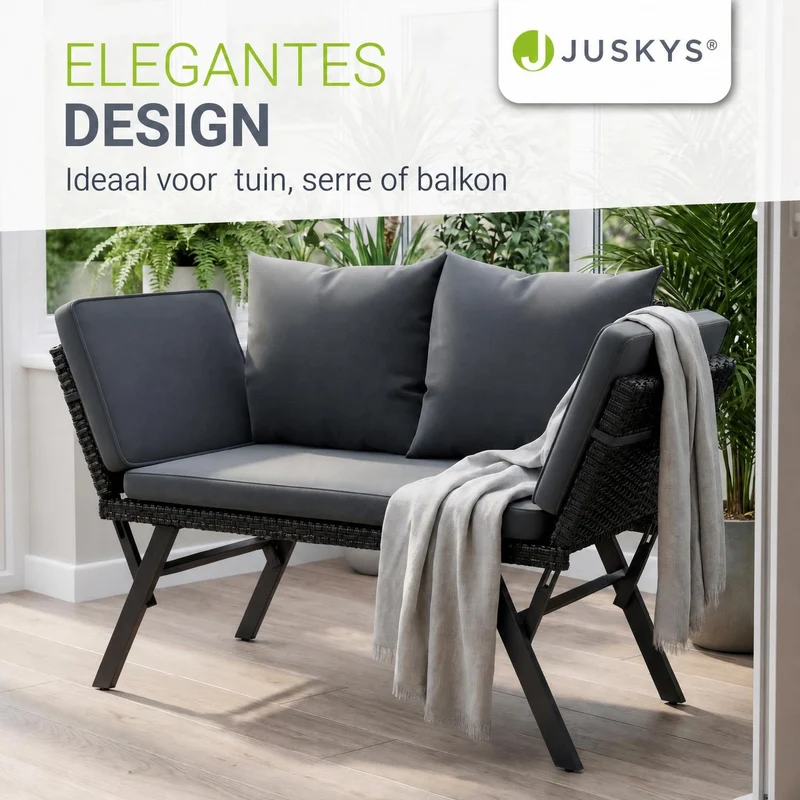 Banc multifonction en polyrotin Calvia Noir/Gris/Crème