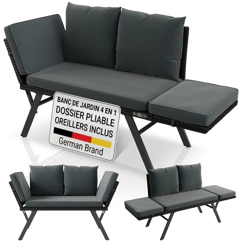 Banc multifonction en polyrotin Calvia Noir/Gris/Crème
