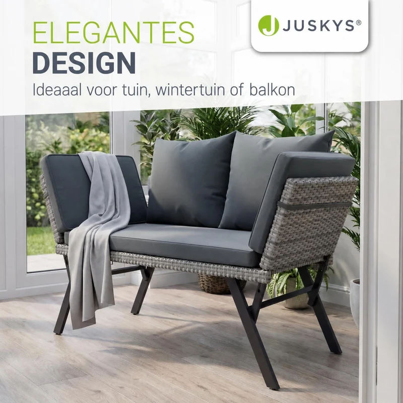 Banc multifonction en polyrotin Calvia Noir/Gris/Crème