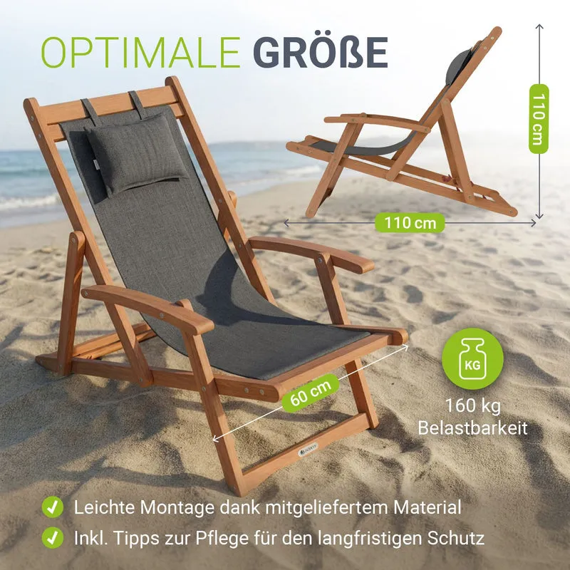 Transat de plage pliant Tavira – avec housse