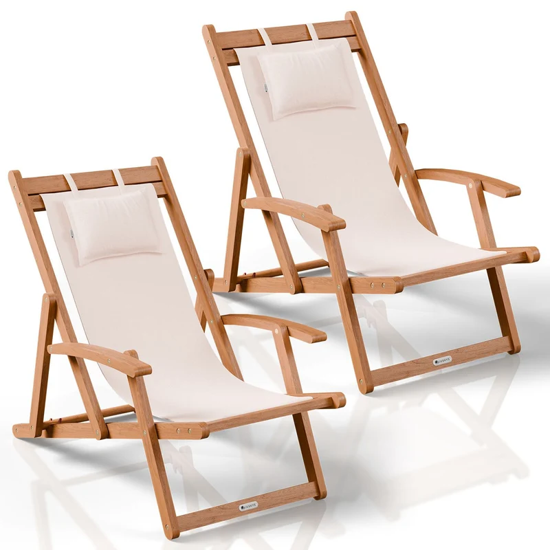 Transat de plage pliant Tavira – avec housse