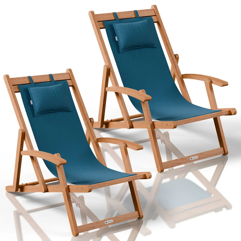 Transat de plage pliant Tavira – avec housse