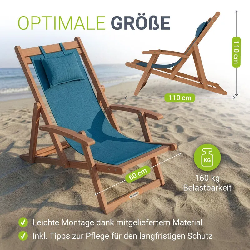 Transat de plage pliant Tavira – avec housse