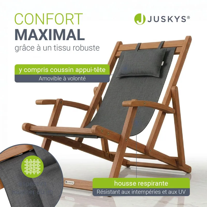 Transat de plage pliant Tavira – avec housse