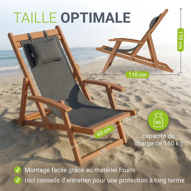 Transat de plage pliant Tavira – avec housse