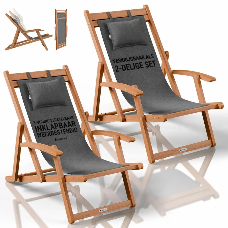 Transat de plage pliant Tavira – avec housse