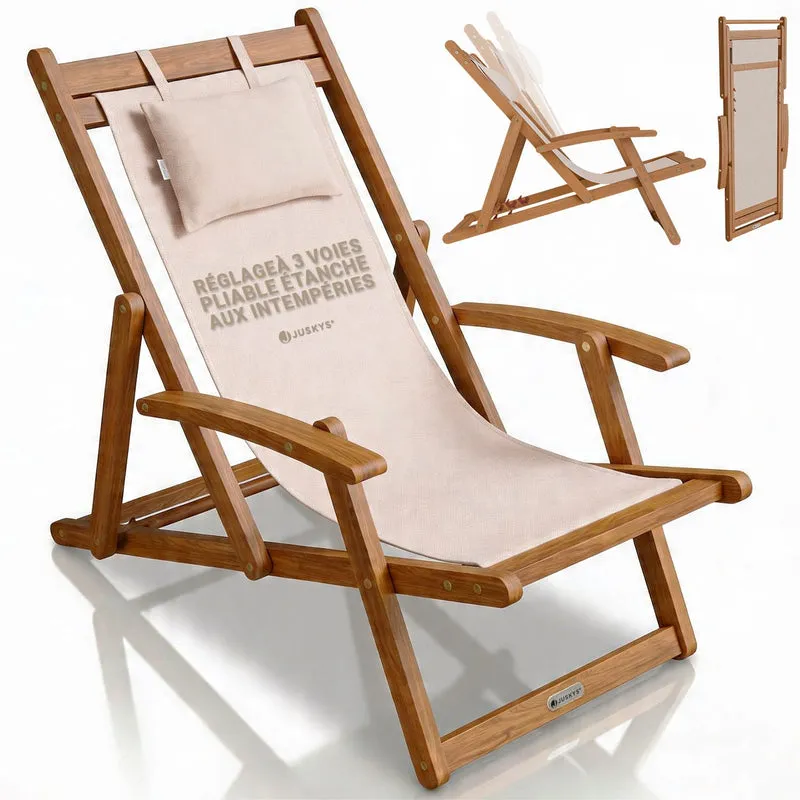 Transat de plage pliant Tavira – avec housse