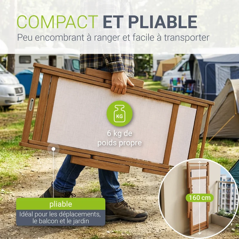 Transat de plage pliant Tavira – avec housse