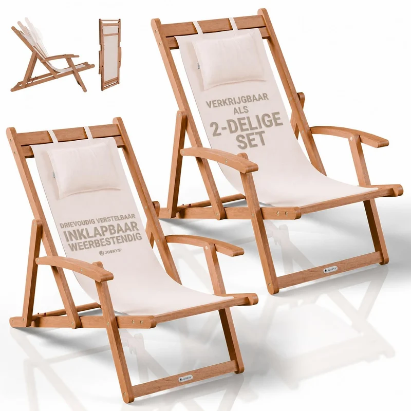 Transat de plage pliant Tavira – avec housse