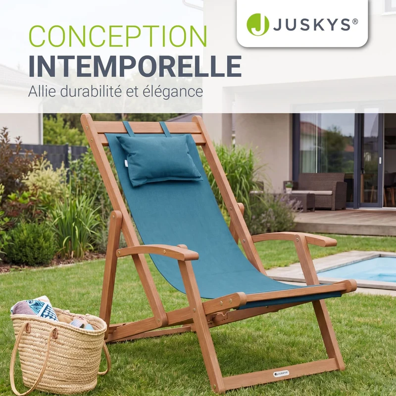 Transat de plage pliant Tavira – avec housse