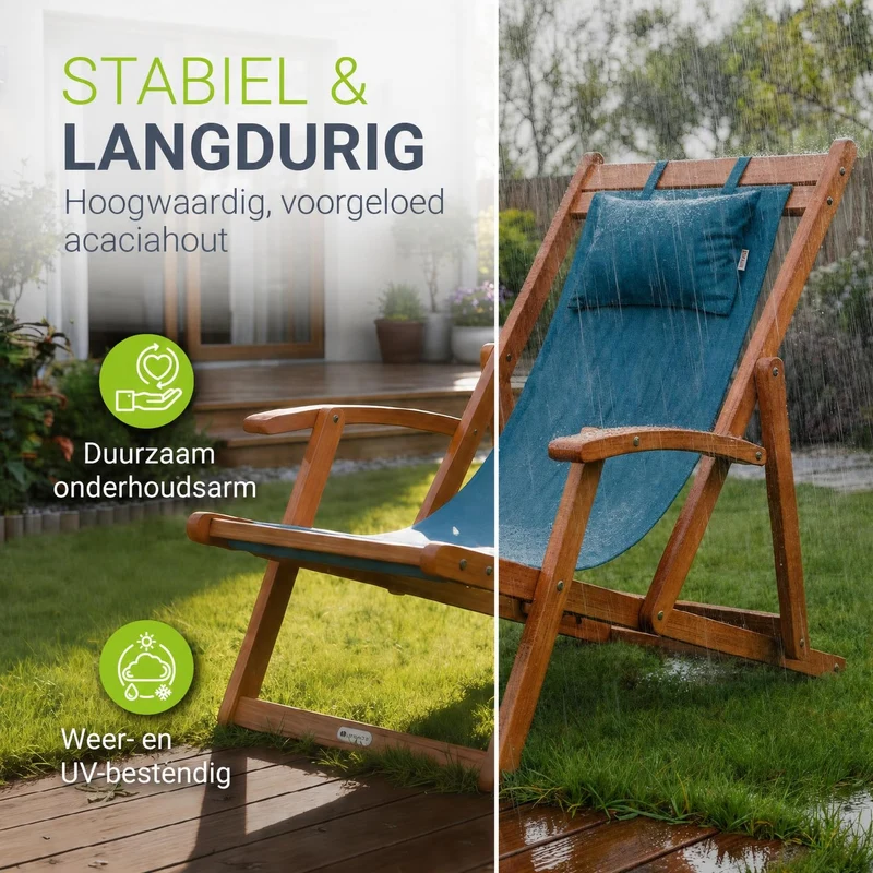 Transat de plage pliant Tavira – avec housse