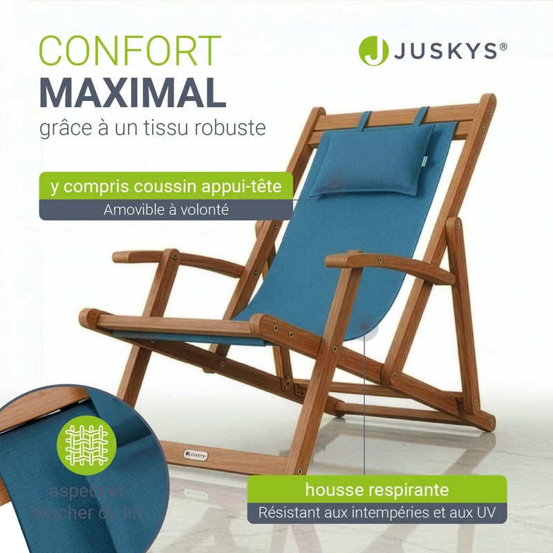Transat de plage pliant Tavira – avec housse