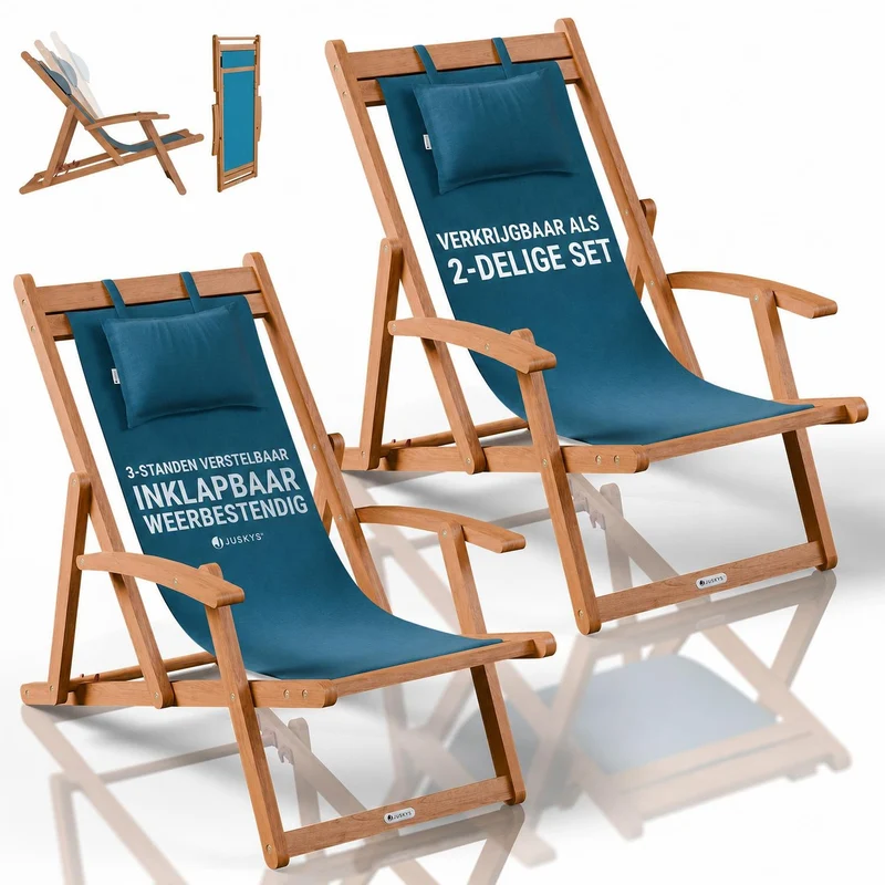Transat de plage pliant Tavira – avec housse