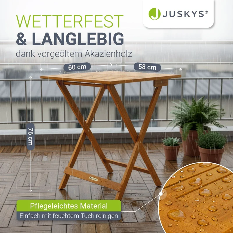 Table en bois pliable Zadar – pour balcon et jardin