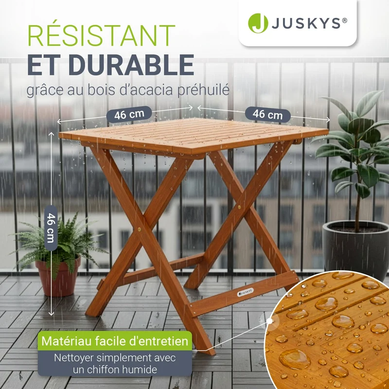 Table en bois pliable Zadar – pour balcon et jardin