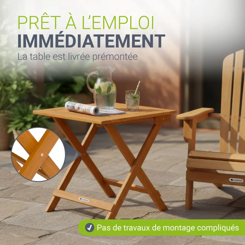 Table en bois pliable Zadar – pour balcon et jardin