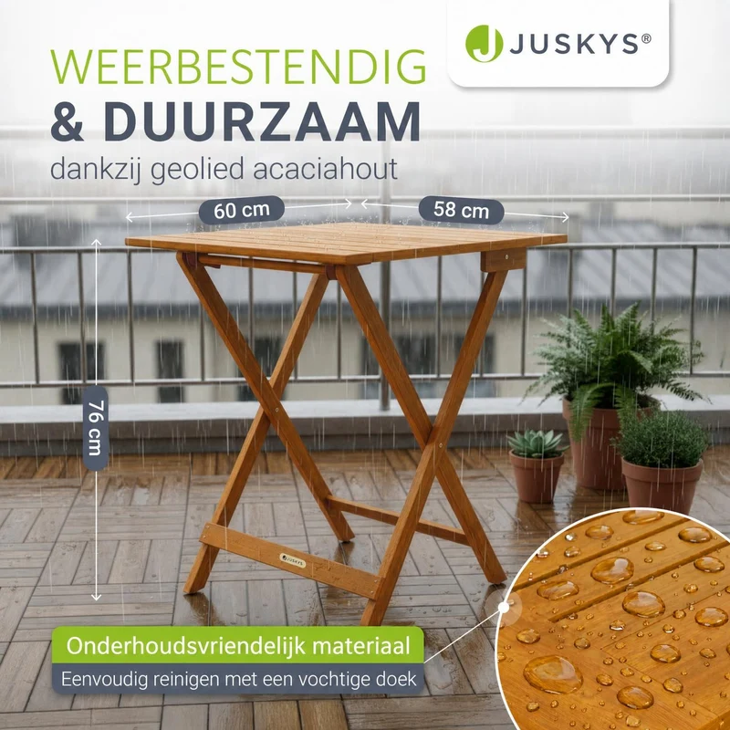 Table en bois pliable Zadar – pour balcon et jardin