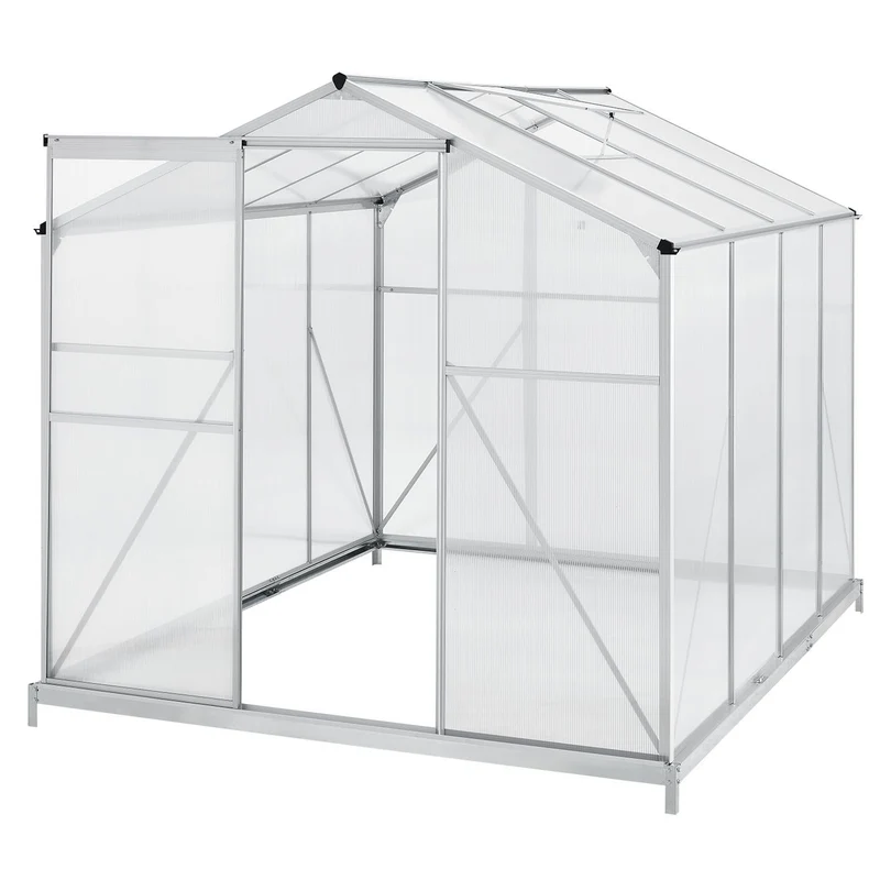 Serre en aluminium avec fondation