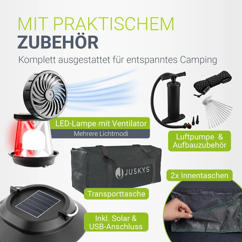 Tente gonflable avec accessoires pour 1 à 4 personnes