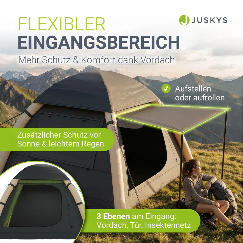 Tente gonflable avec accessoires pour 1 à 4 personnes