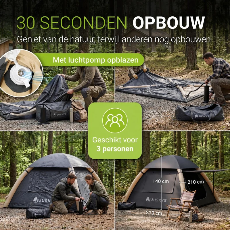 Tente gonflable avec accessoires pour 1 à 4 personnes