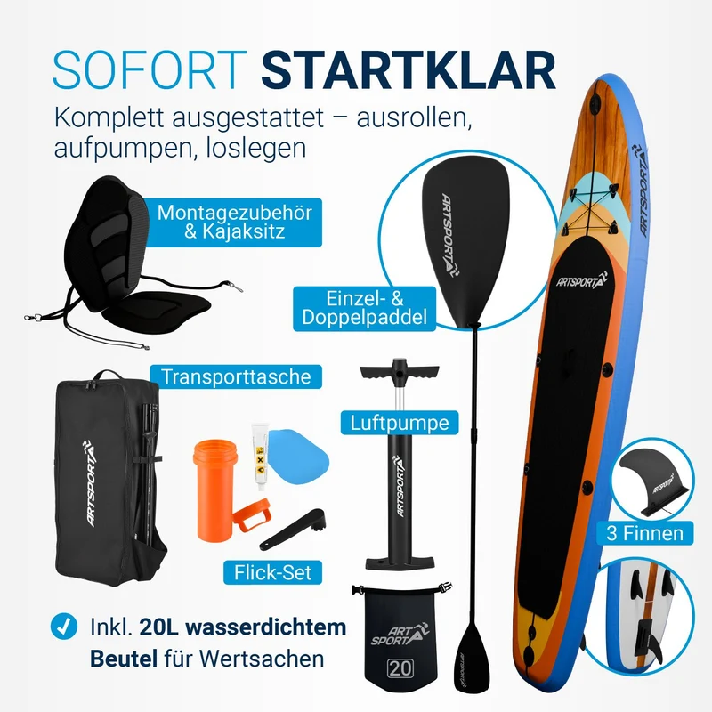 Stand up paddle avec siège kayak – set complet