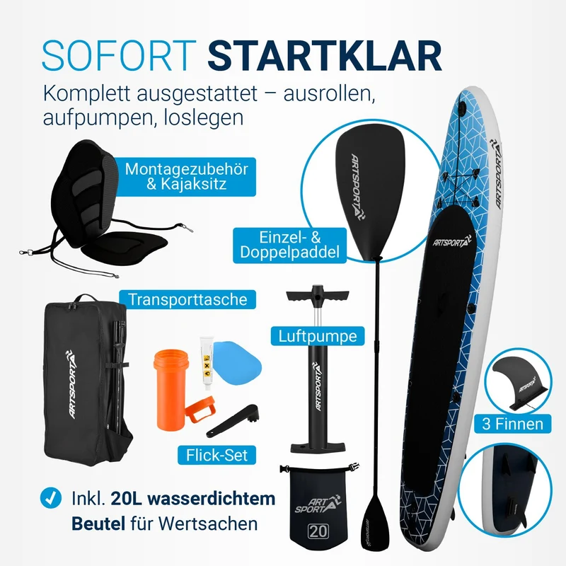 Stand up paddle avec siège kayak – set complet