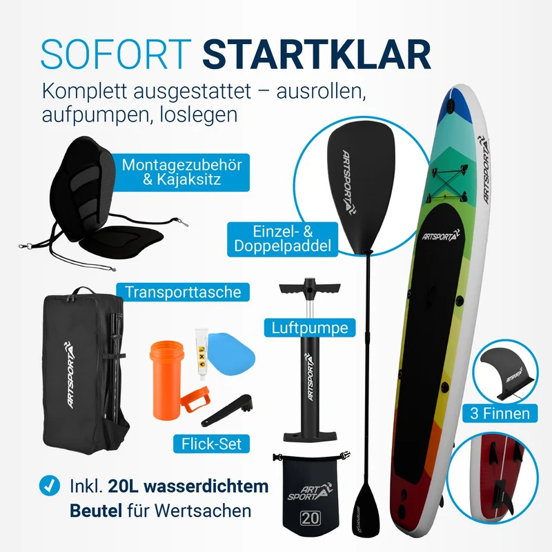 Stand up paddle avec siège kayak – set complet