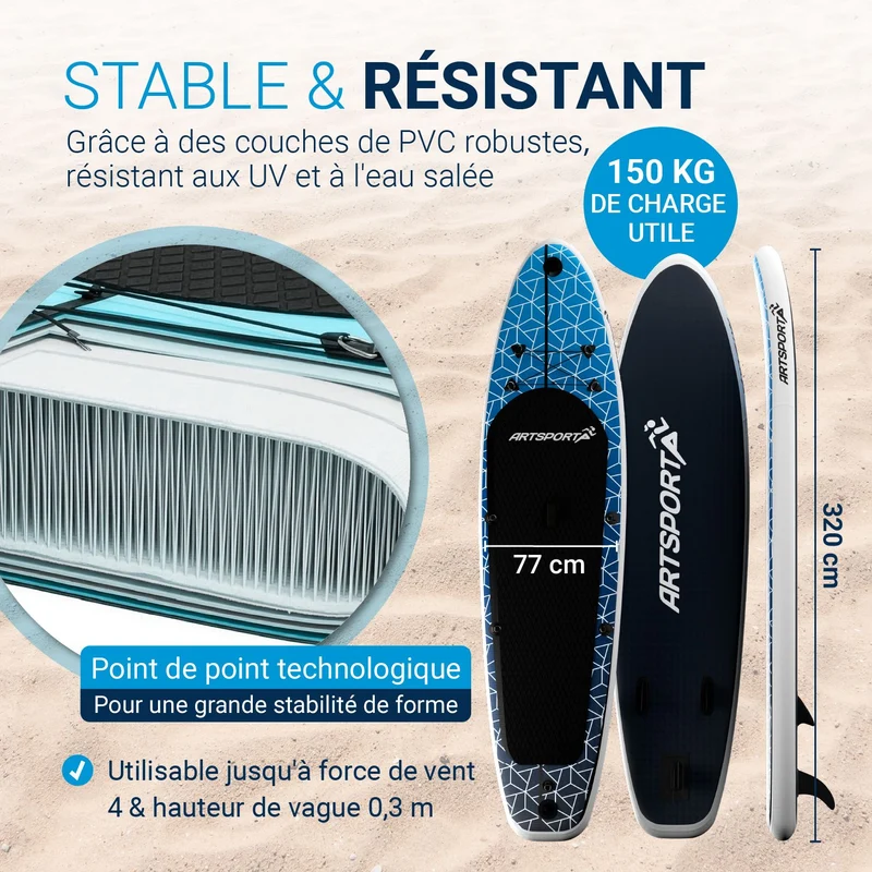 Stand up paddle avec siège kayak – set complet
