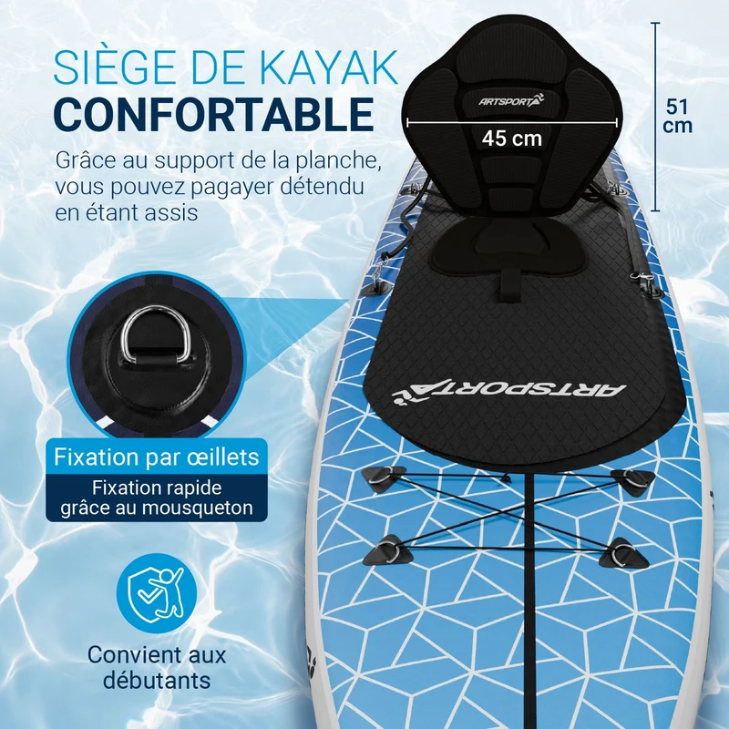 Stand up paddle avec siège kayak – set complet