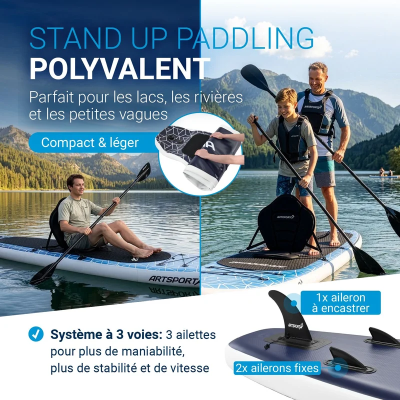 Stand up paddle avec siège kayak – set complet