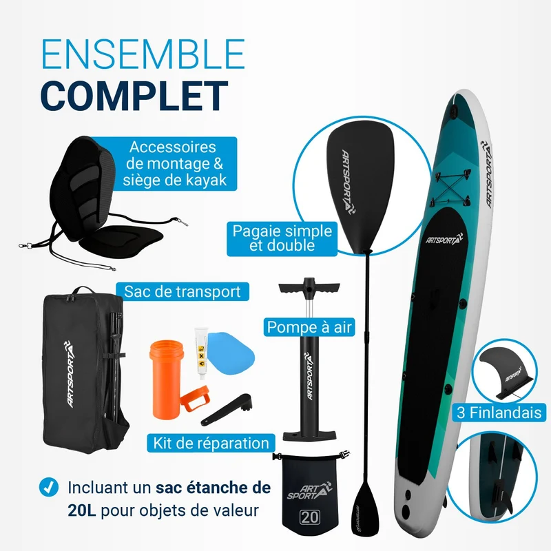 Stand up paddle avec siège kayak – set complet
