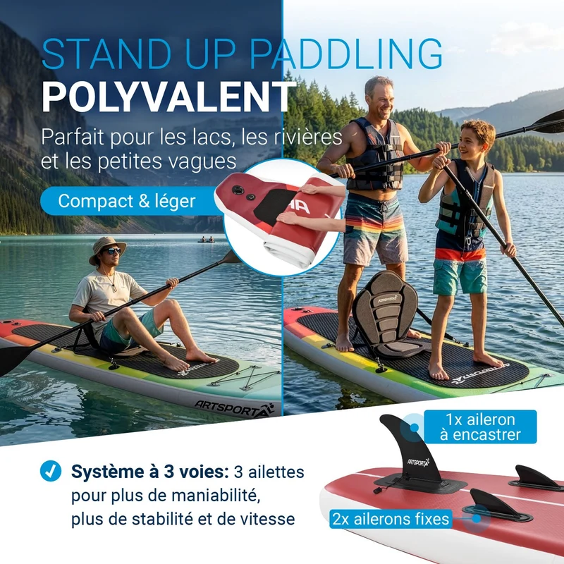 Stand up paddle avec siège kayak – set complet
