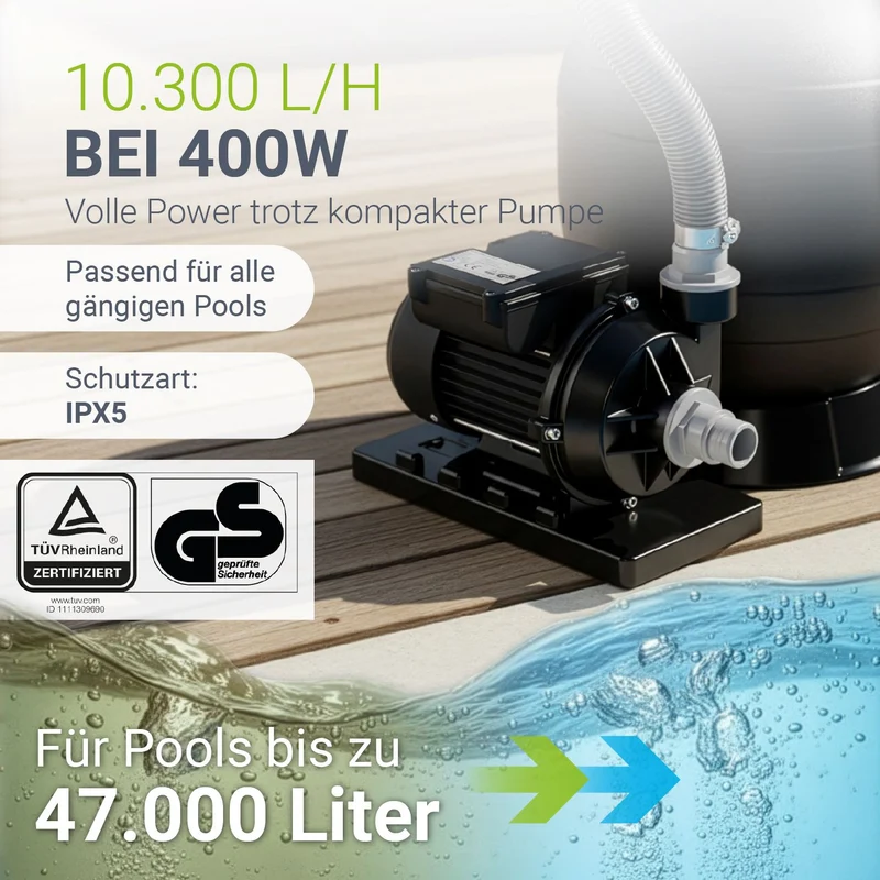 Système de filtration à sable pour piscines jusqu'à 30 000 litres