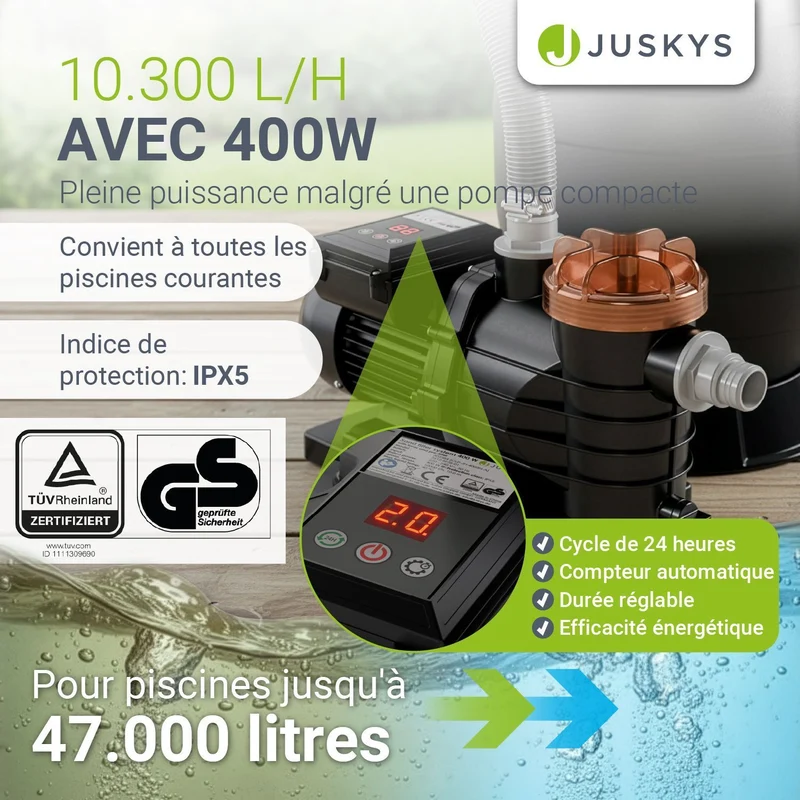 Système de filtration à sable pour piscines jusqu'à 30 000 litres