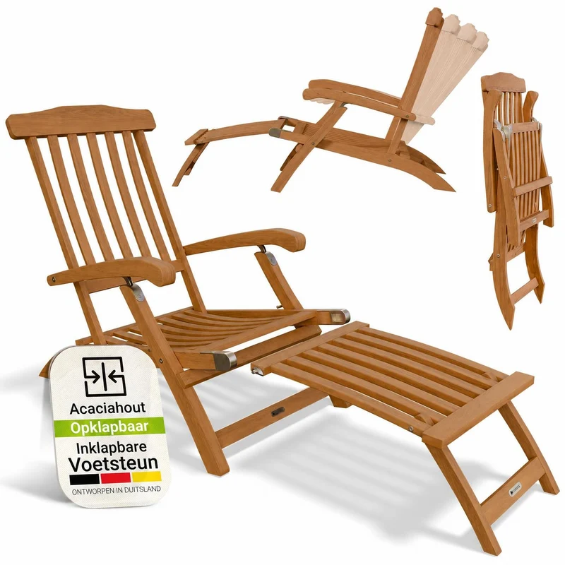 Bain de soleil de jardin résistant aux intempéries en bois huilé