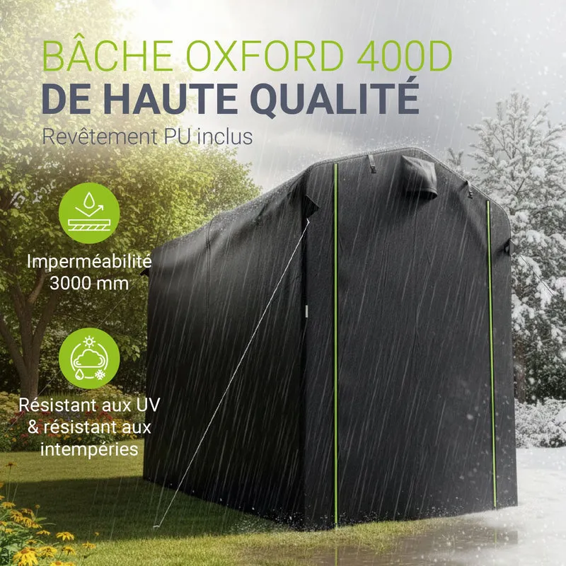 Abri de jardin en toile – porte enroulable, taille S ou M