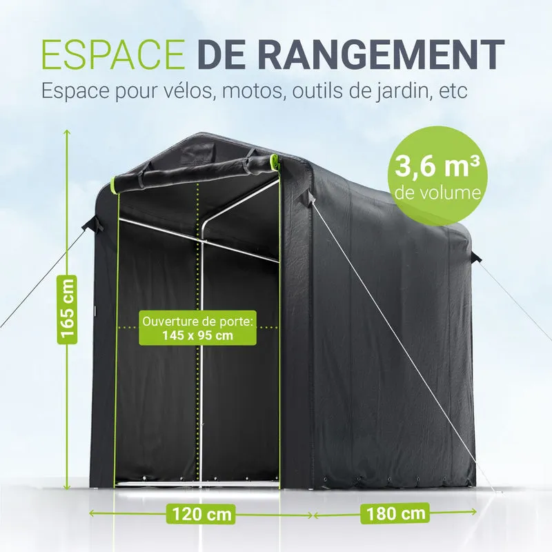 Abri de jardin en toile – porte enroulable, taille S ou M