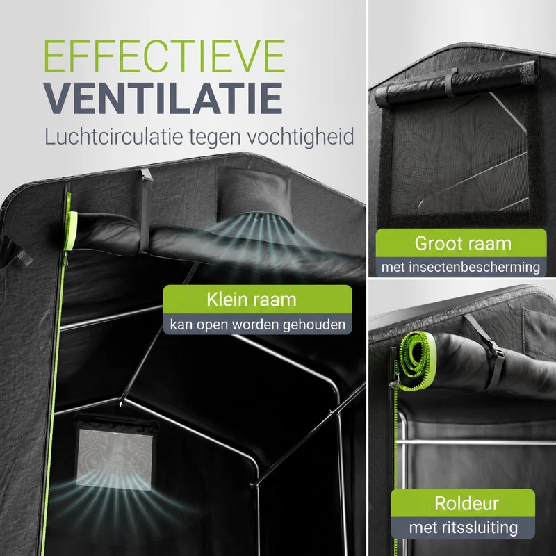 Abri de jardin en toile – porte enroulable, taille S ou M